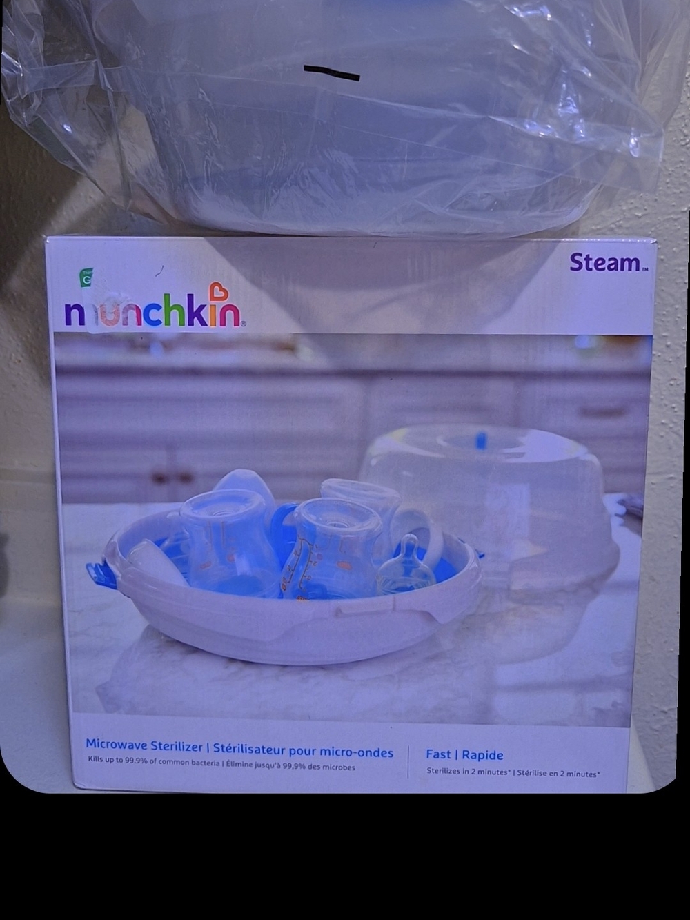 Munchkin Microwave Steam Sterilizer - White with Blue Accents